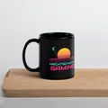 Nachtschicht Gaming Tasse schwarz 325 ml – Henkel links