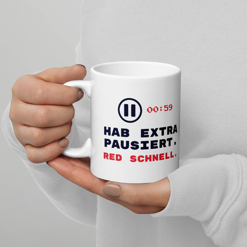 Hab extra pausiert Tasse weiß 325 ml – Henkel links