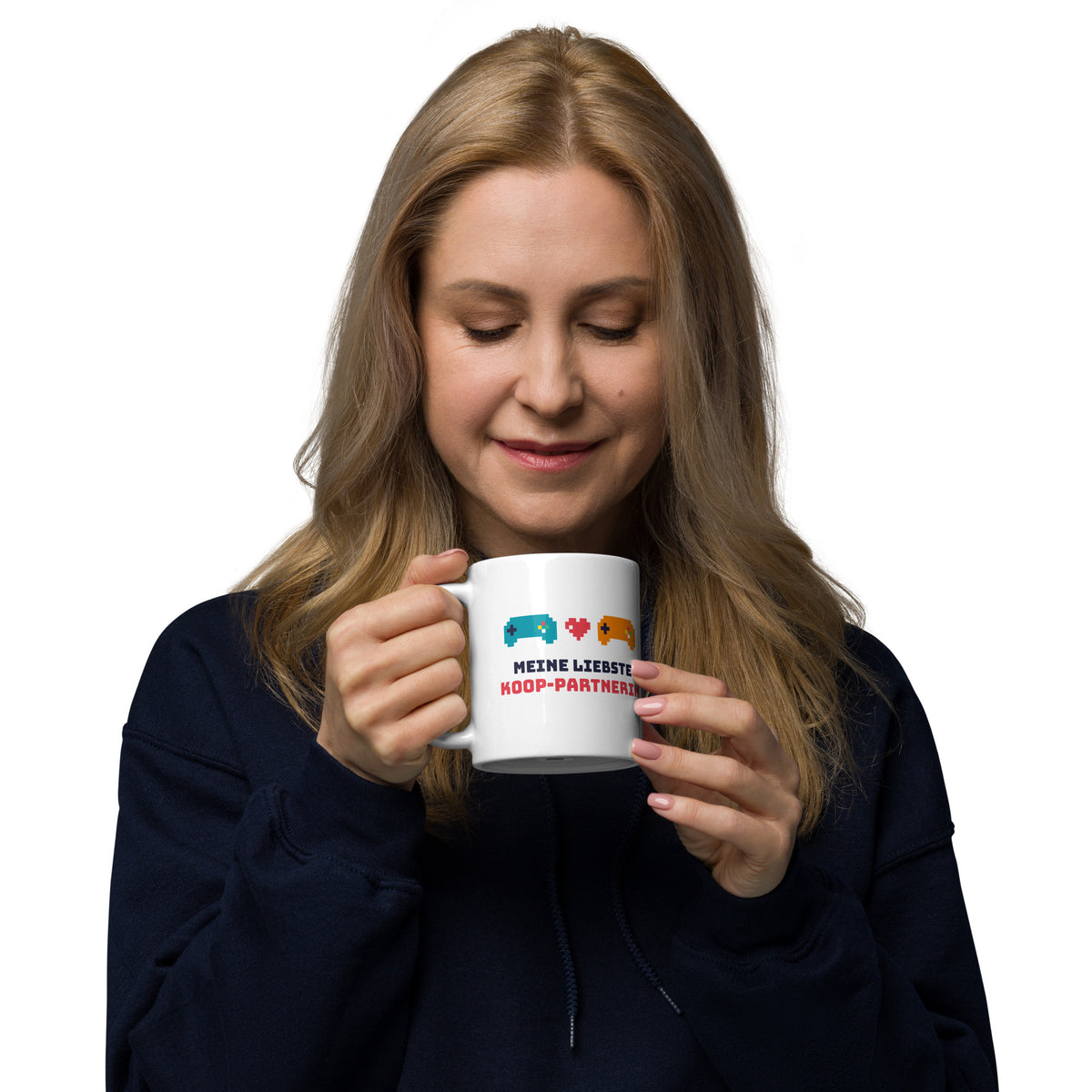 Koop-Partnerin Pärchen-Tasse weiß 325 ml – Henkel links