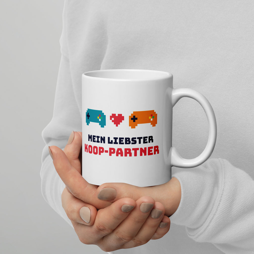 Koop-Partner Pärchen-Tasse weiß 325 ml – Henkel rechts