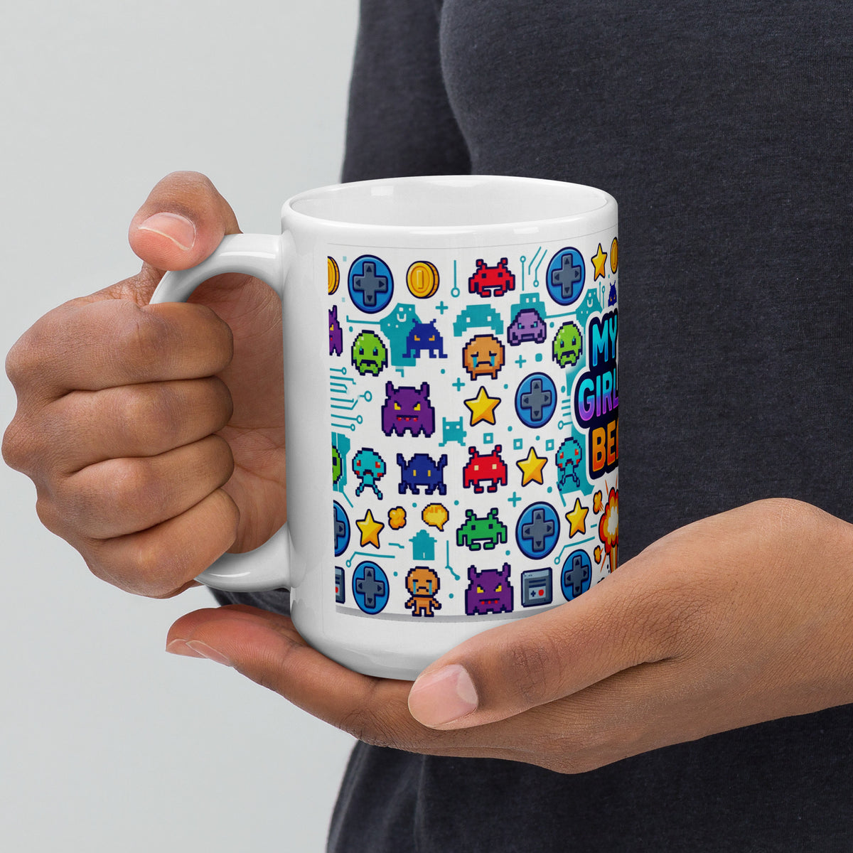 Girlfriend Tasse weiß 440 ml – Detailansicht links