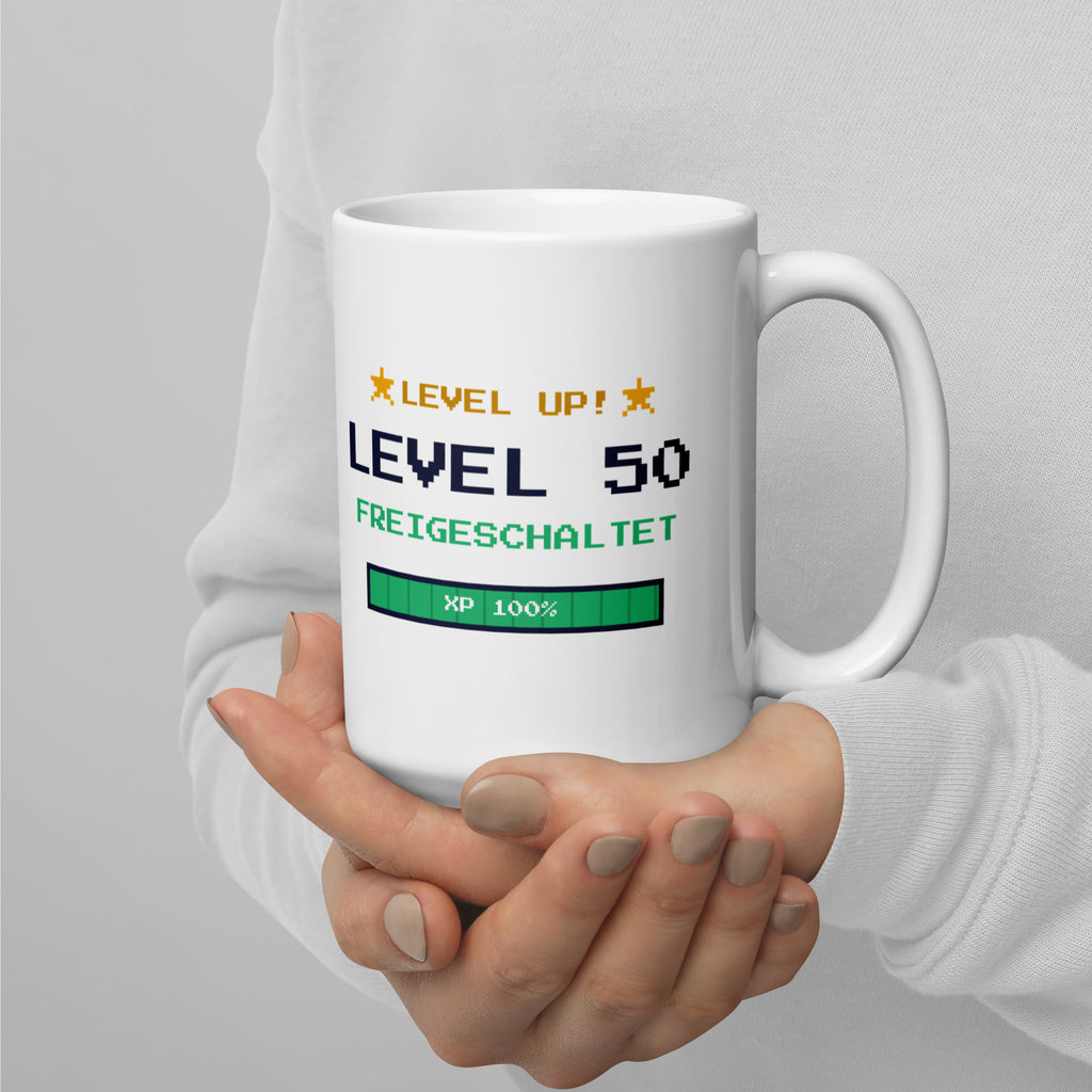 Level 50 Tasse weiß 440 ml – Henkel rechts