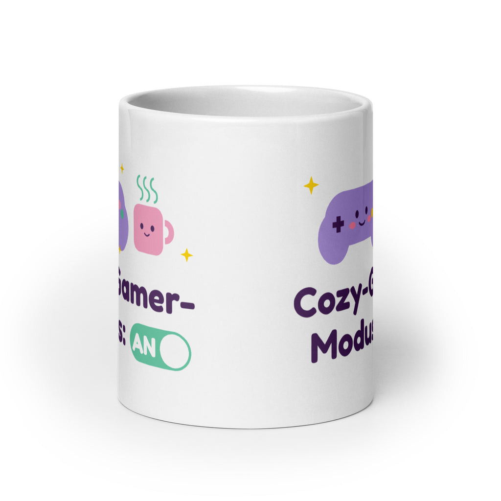 Cozy-Gamer-Modus Tasse weiß 590 ml – Frontansicht